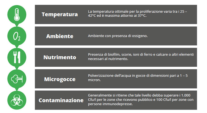 Sviluppo e proliferazione della legionella